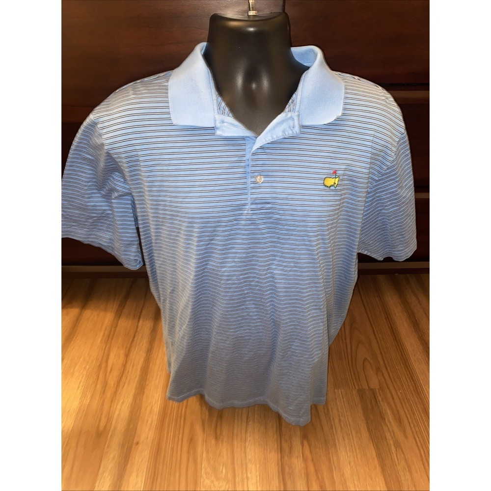 Augusta National Golf Shirt Mens Size XL 55/56 Blue Striped Polo